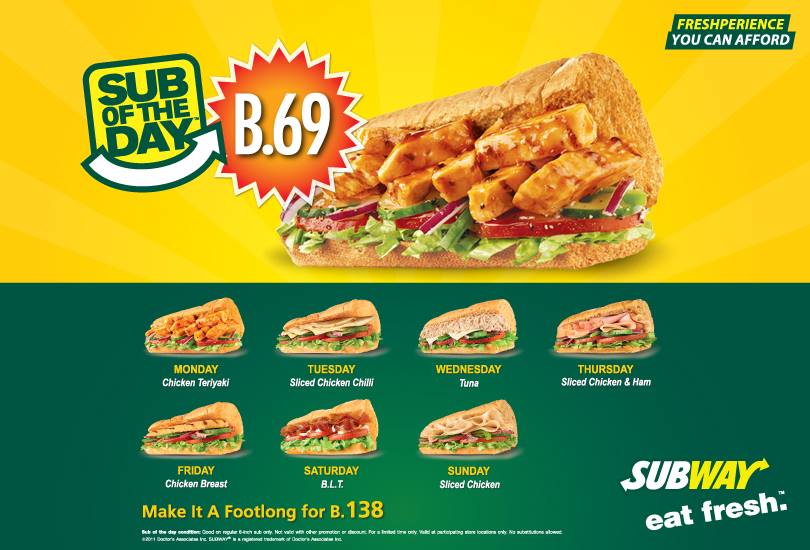 PRO: Subway แซนวิชเริ่มต้นที่ 69 บาท